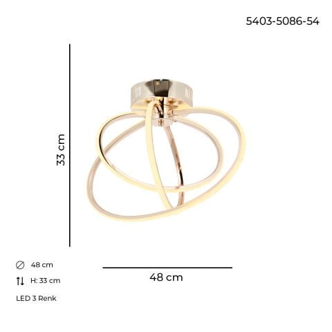 Varna 3lü Plafonyer Avize Gold