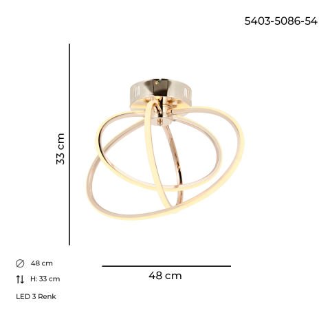 Varna 3lü Plafonyer Avize Gold