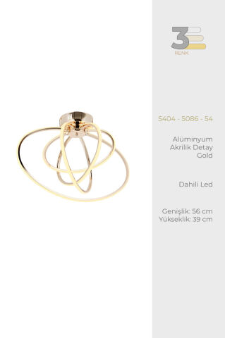 Varna 4lü Plafonyer Avize Gold