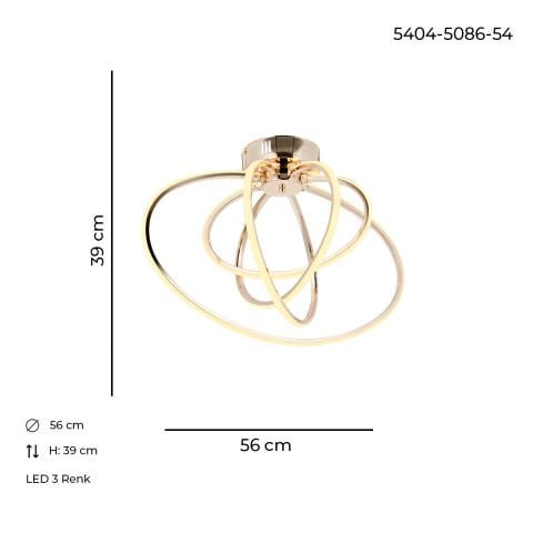 Varna 4lü Plafonyer Avize Gold