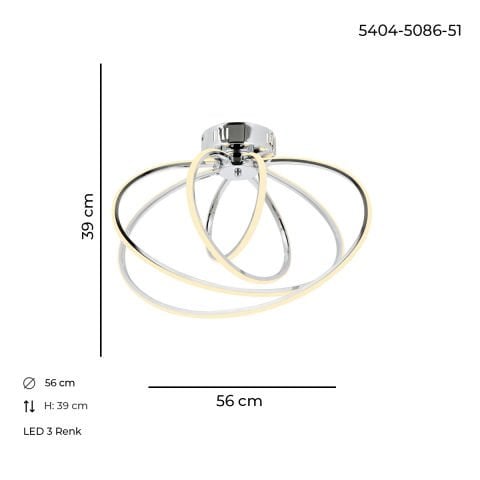 Varna 4lü Plafonyer Avize Krom