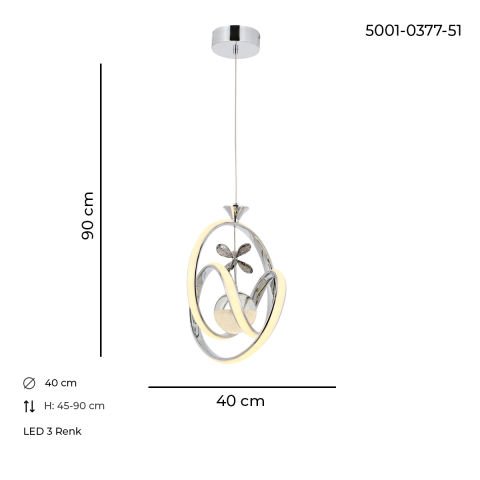 Vega Tekli Sarkıt Avize Krom