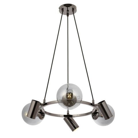 Zer 6'lı Çemberli Cam Avize Platin – Salon