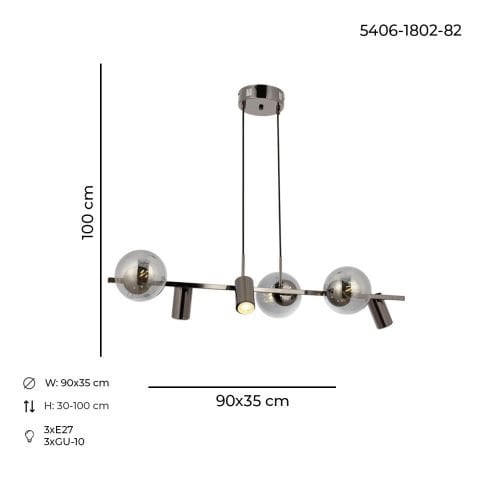Zer 6lı Sıralı Avize Platin