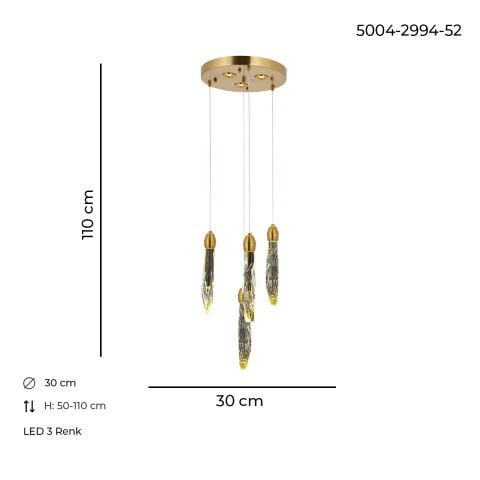 Tortum 4lü Tepsili Lak Avize Eskitme