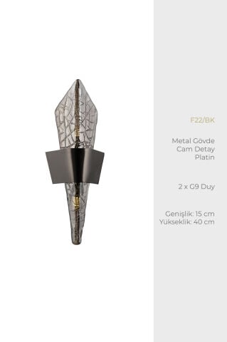 Meşale 2li Aplik Platin