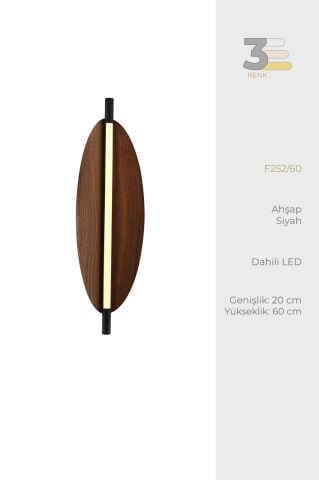 Wood Büyük Aplik Siyah