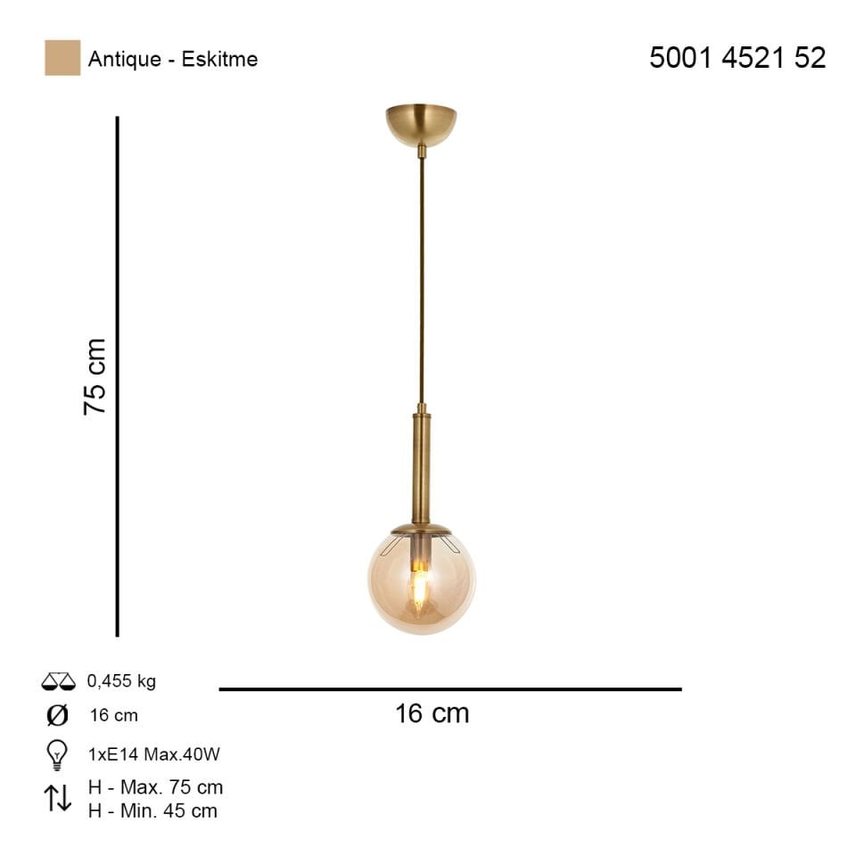 Helyum Tekli Sarkıt Avize Eskitme