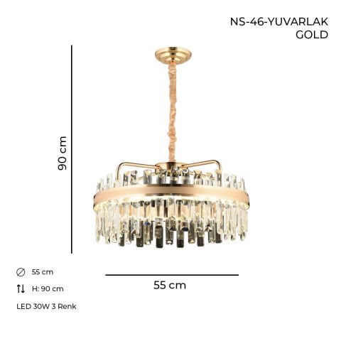 NS-46 Yuvarlak Gold Avize