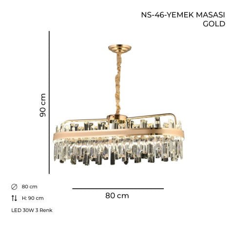 NS-46 Yemek Masası Gold Avize