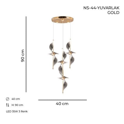 NS-44 Yuvarlak Gold Ledli Avize