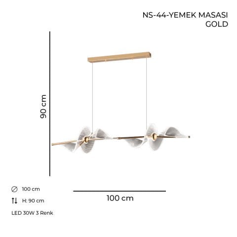 NS-44 Yemek Masası Gold Ledli Avize