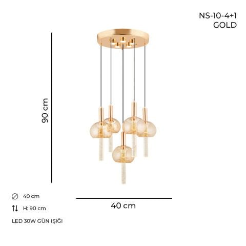 NS-10 4+1 Gold Ledli Avize