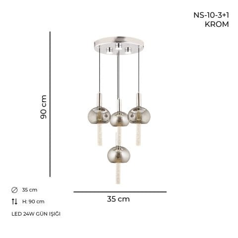 NS-10 3+1 Krom Ledli Avize