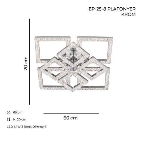 EP-25-8 Plafonyer Avize Krom