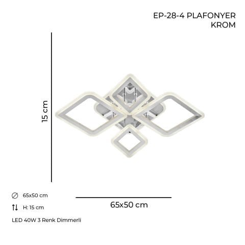 EP-28-4 Plafonyer Avize Krom