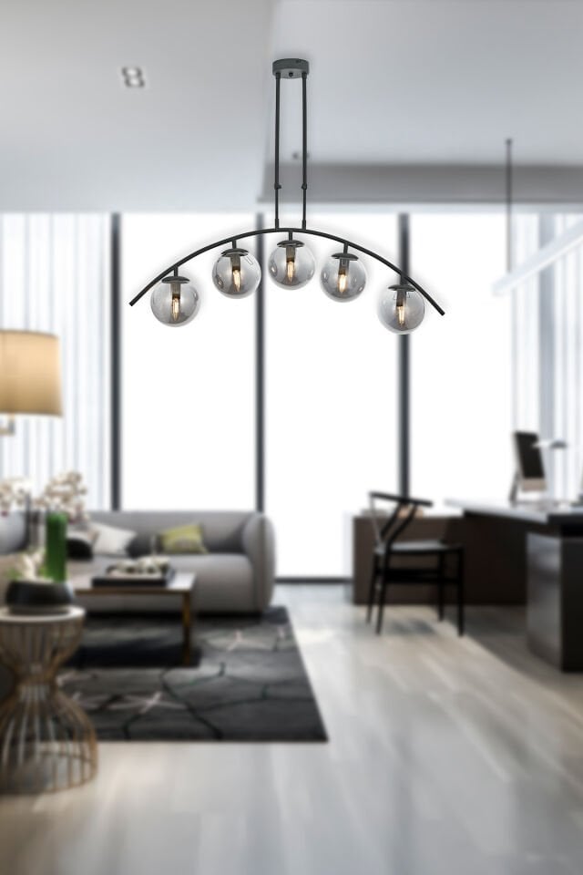 Özen Sıralı 5 li Sarkıt Avize Antrasit