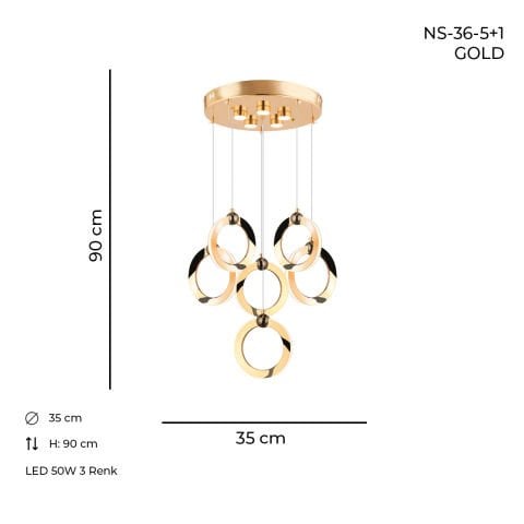 NS-36-5+1 Gold Ledli Avize