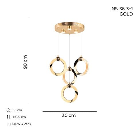 NS-36-3+1 Gold Ledli Avize
