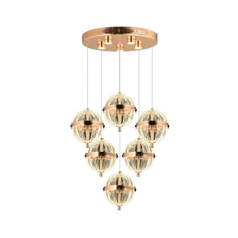 NS-47-6 Yuvarlak Gold Ledli Avize