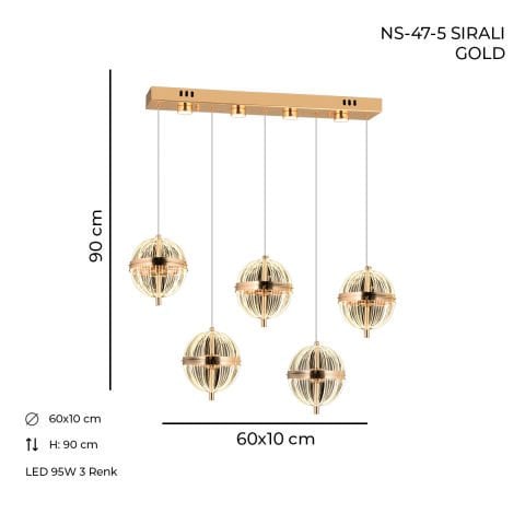 NS-47-5 Sıralı Gold Ledli Avize