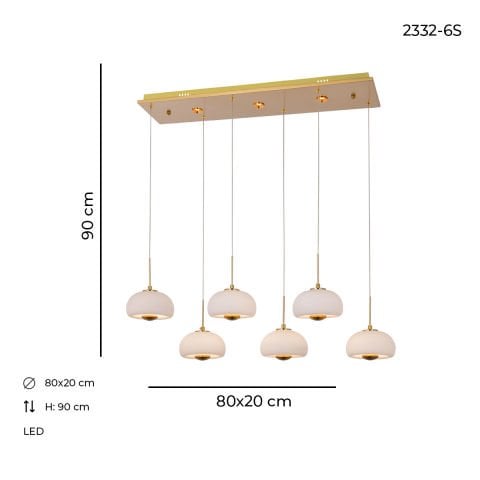 Bella 6'lı Sıralı Avize Eskitme