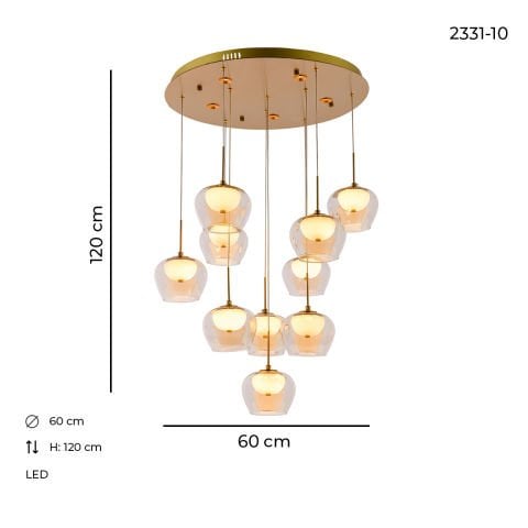 Şakayık 10'lu Ledli Avize Eskitme