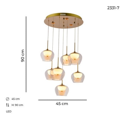 Şakayık 7'li Tepsili Avize Eskitme