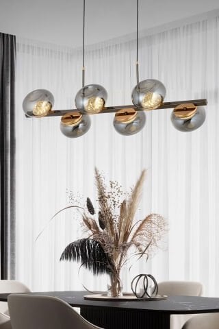 Luzern 6lı Sıralı Avize Platin