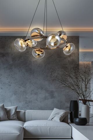 Luzern 8li Çemberli Avize Platin