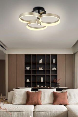 Wisla 3lü Plafonyer Avize Siyah-Bej