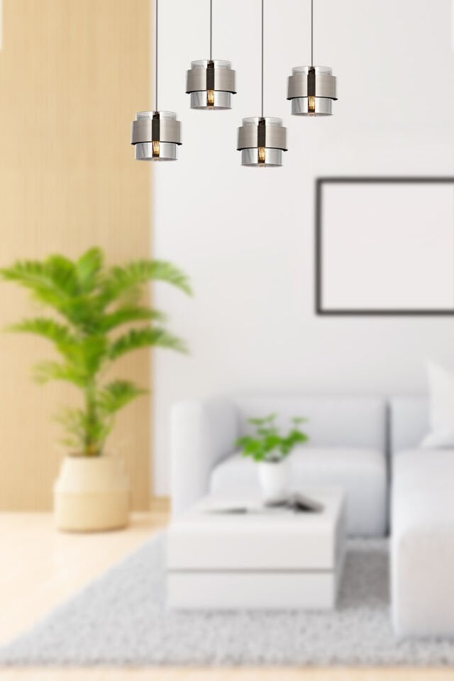 Roza Sıralı 4 lü Sarkıt Avize Nikel