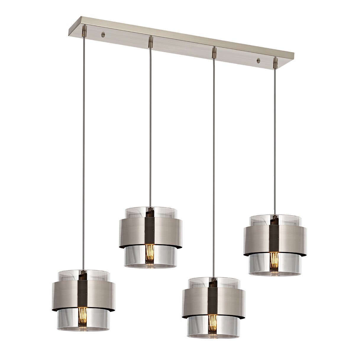 Roza Sıralı 4 lü Sarkıt Avize Nikel