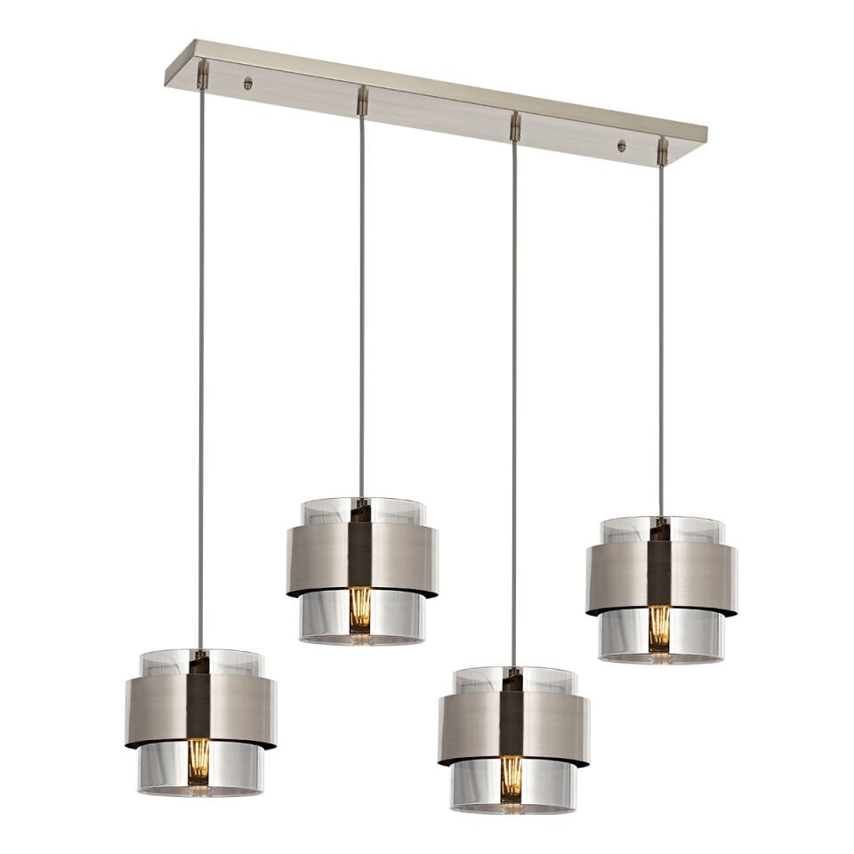 Roza Sıralı 4 lü Sarkıt Avize Nikel