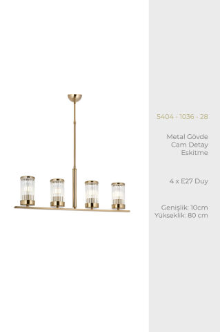 İnterce 4lü Sıralı Avize Brass