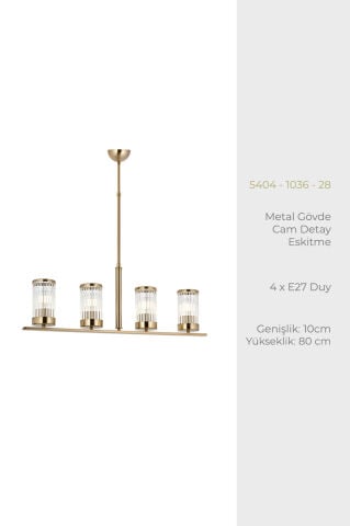 İnterce 4lü Sıralı Avize Brass