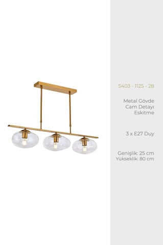 Dante 3lü Sıralı Avize Brass