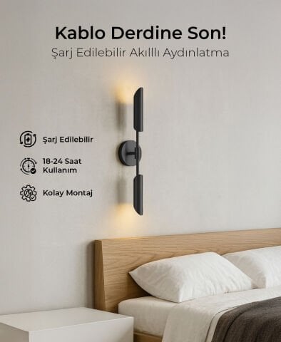 Olimpiyat 2li Şarjlı Aplik Siyah