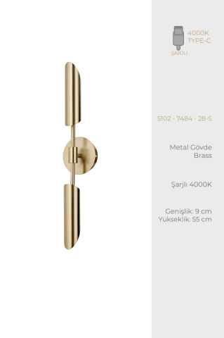 Olimpiyat 2li Şarjlı Aplik Brass