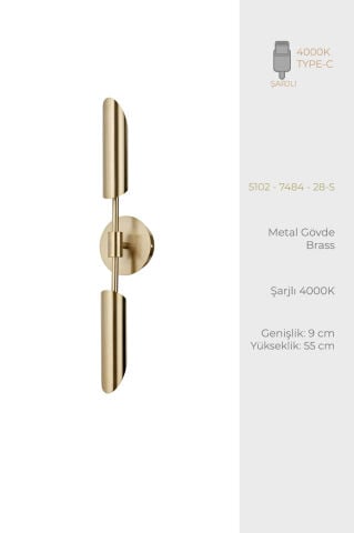 Olimpiyat 2li Şarjlı Aplik Brass