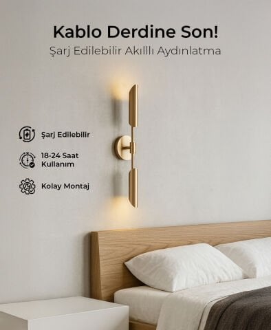 Olimpiyat 2li Şarjlı Aplik Brass