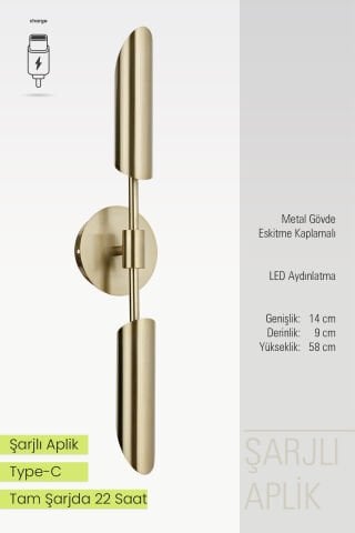 Olimpiyat 2li Şarjlı Aplik Brass