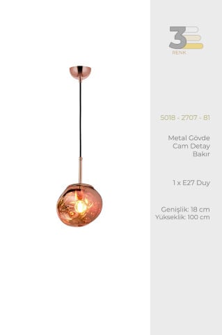 Tom Dixon 18lik Tekli Avize Bakır
