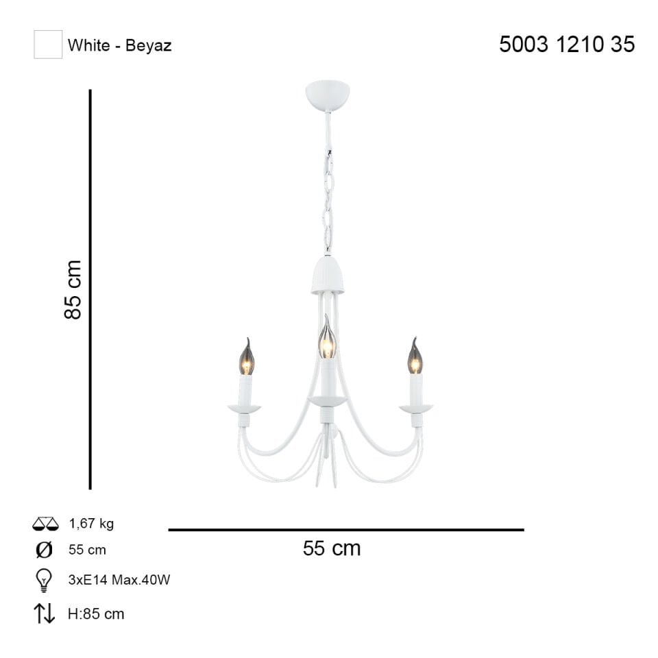 Darya 3 lü Avize Texture Beyaz