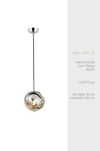 Tom Dixon 18lik Tekli Avize Krom