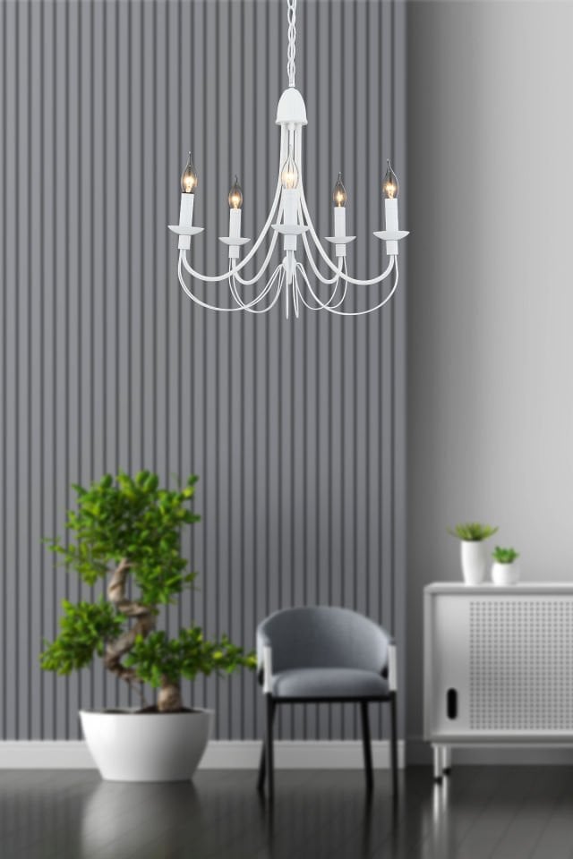 Darya 5 li Avize Texture Beyaz