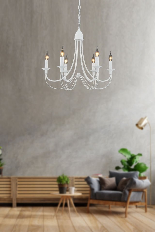 Darya 6 lı Avize Texture Beyaz