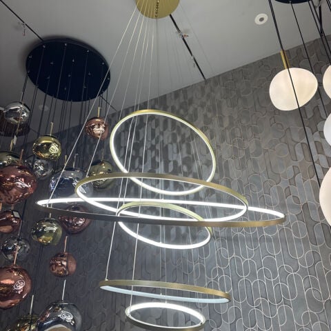 Lund 120cm 6Katlı Galeri Boşluğu Avizesi Gold Boya
