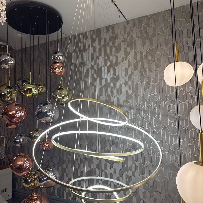 Lund 120cm 6Katlı Galeri Boşluğu Avizesi Gold Boya