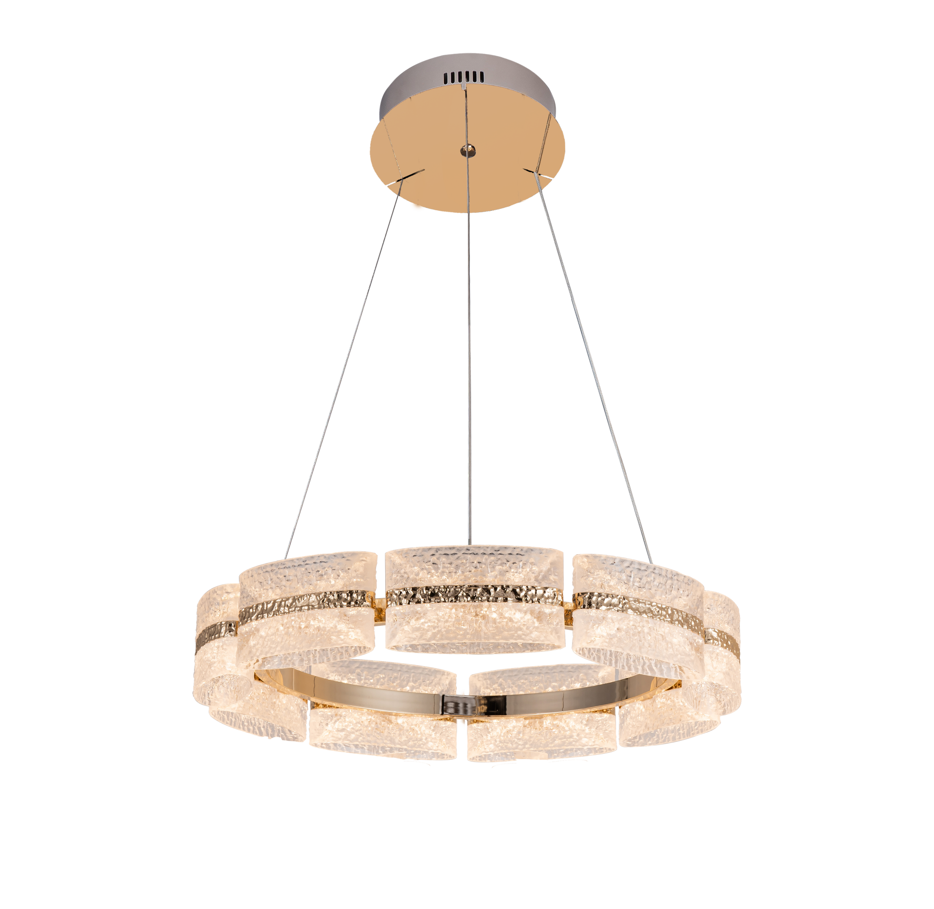 Artur 60'lık Buz Cam LED Avize Gold – Salon ve Yatak Odası